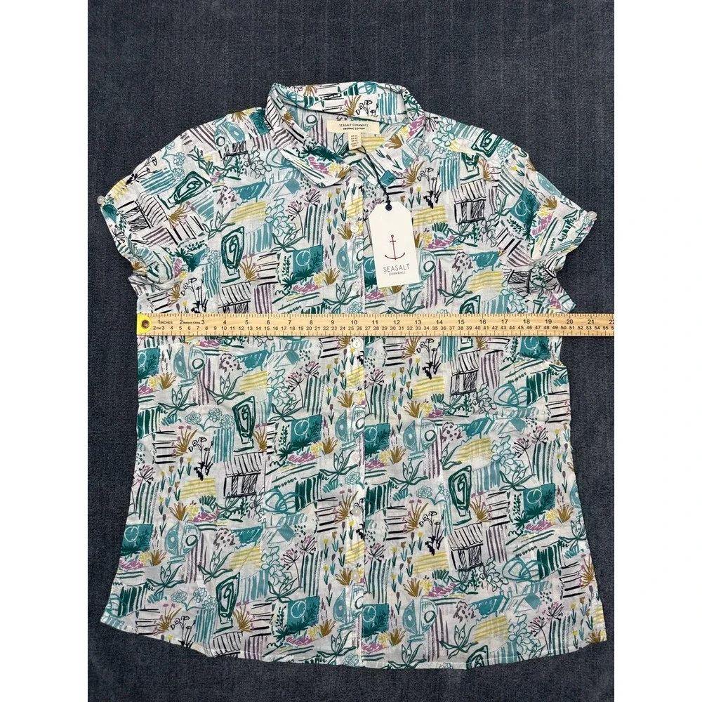 Seasalt Cornwall Rushmaker Shirt Organic Cotton Garden Studio Sketch Chalk US 10
